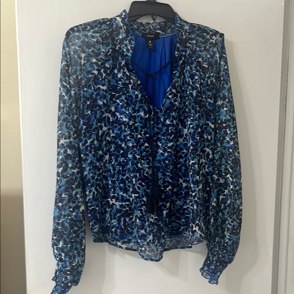 Blue Patterned Women's Top